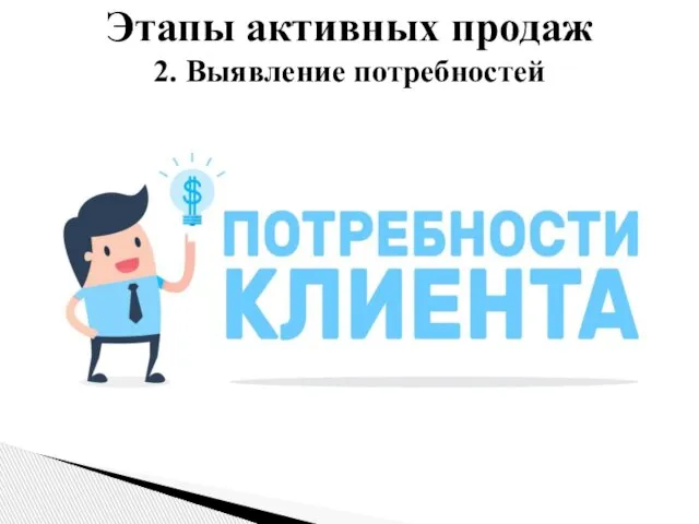 Этапы активных продаж 2. Выявление потребностей