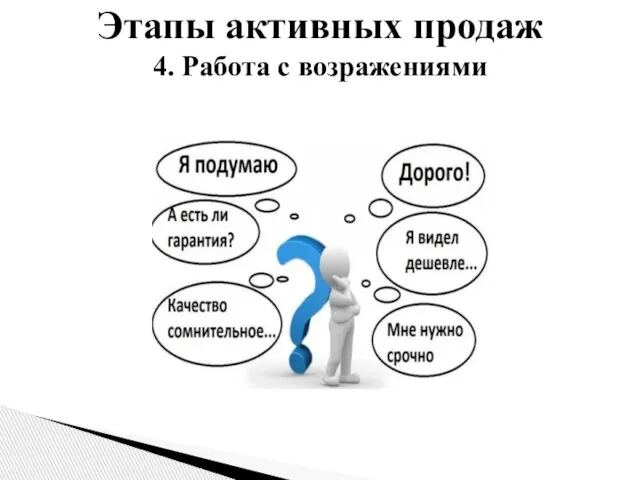 Этапы активных продаж 4. Работа с возражениями