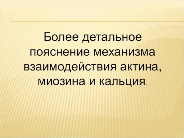 Более детальное пояснение механизма взаимодействия актина, миозина и кальция.