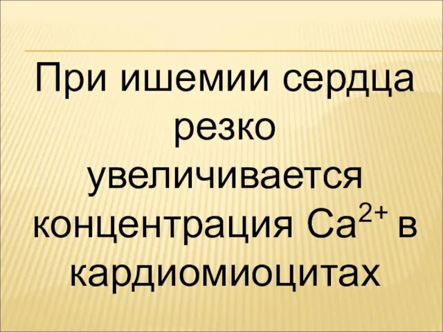 При ишемии сердца резко увеличивается концентрация Са2+ в кардиомиоцитах