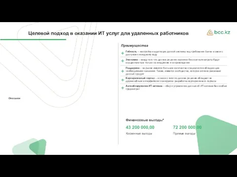 Описание Гибкость – настройка и адаптация данной системы под требования Банка в