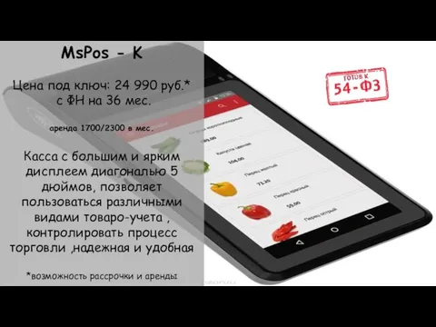 MsPos - K Цена под ключ: 24 990 руб.* с ФН на