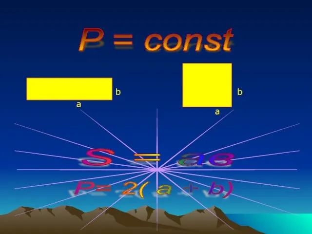 P = const a a b b S = ав Р= 2( a + b)