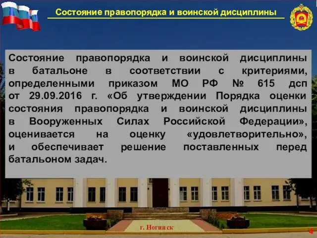 г. Ногинск Состояние правопорядка и воинской дисциплины Состояние правопорядка и воинской дисциплины