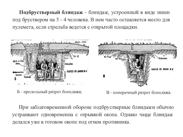 Подбрустверный блиндаж - блиндаж, устроенный в виде ниши под бруствером на 3