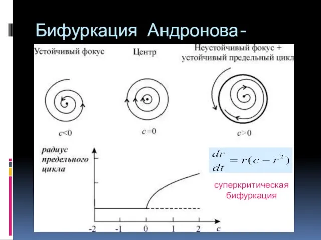 Бифуркация Андронова-Хопфа суперкритическая бифуркация