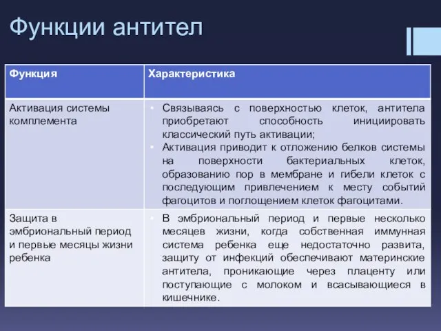 Функции антител