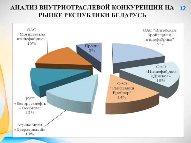 АНАЛИЗ ВНУТРИОТРАСЛЕВОЙ КОНКУРЕНЦИИ НА РЫНКЕ РЕСПУБЛИКИ БЕЛАРУСЬ 12