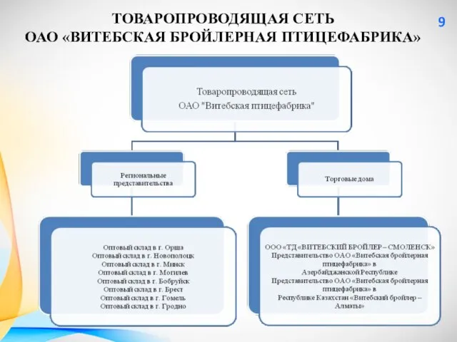 ТОВАРОПРОВОДЯЩАЯ СЕТЬ ОАО «ВИТЕБСКАЯ БРОЙЛЕРНАЯ ПТИЦЕФАБРИКА» 9