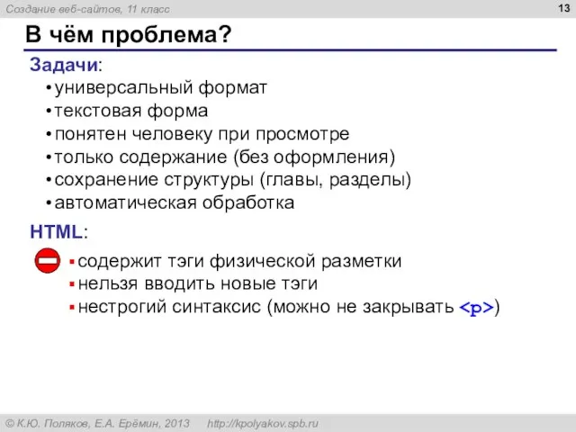 В чём проблема? Задачи: универсальный формат текстовая форма понятен человеку при просмотре