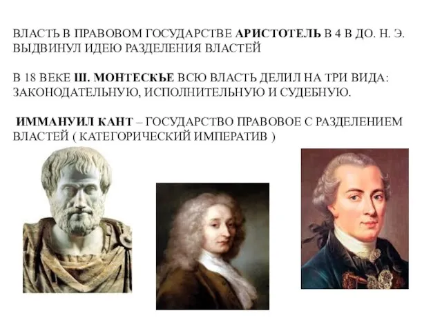 ВЛАСТЬ В ПРАВОВОМ ГОСУДАРСТВЕ АРИСТОТЕЛЬ В 4 В ДО. Н. Э. ВЫДВИНУЛ