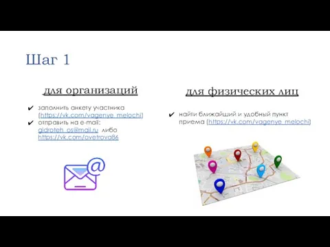 Шаг 1 для организаций заполнить анкету участника (https://vk.com/vagenye_melochi) отправить на e-mail: gidroteh_os@mail.ru