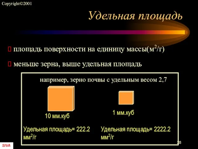 Удельная площадь площадь поверхности на единицу массы(м2/г) меньше зерна, выше удельная площадь