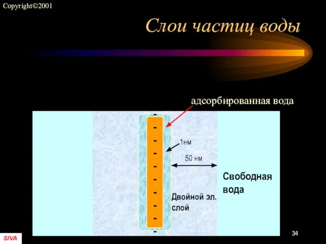 Слои частиц воды Свободная вода Двойной эл.слой