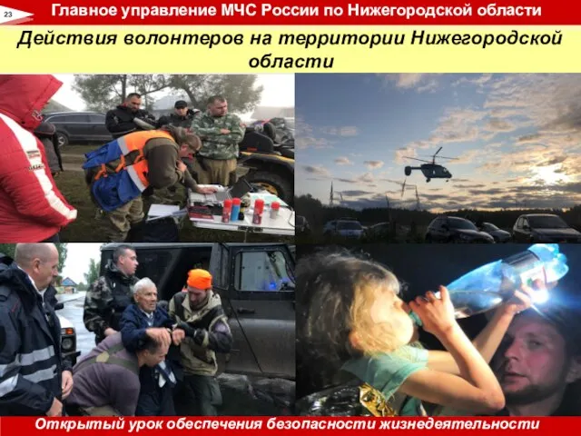 Действия волонтеров на территории Нижегородской области 23 Главное управление МЧС России по