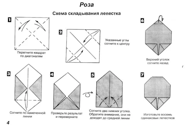 Роза Схема складывания лепестка