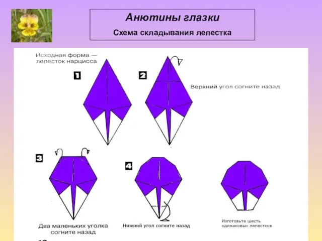 Анютины глазки Схема складывания лепестка