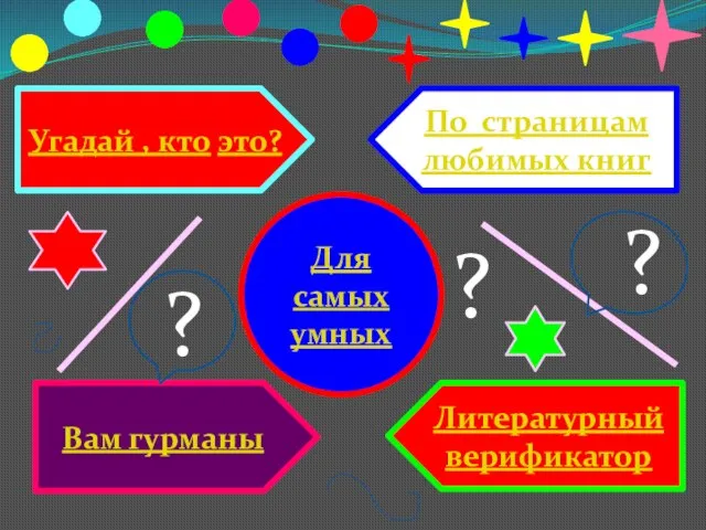 Угадай , кто это? Вам гурманы Литературный верификатор По страницам любимых книг