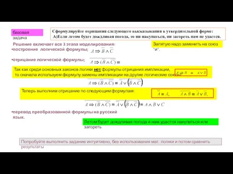 Сформулируйте отрицания следующего высказывания в утвердительной форме: A)Если летом будет дождливая погода,