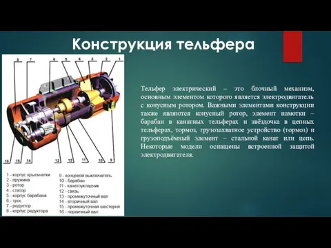 Тельфер электрический – это блочный механизм, основным элементом которого является электродвигатель с