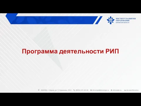 Программа деятельности РИП