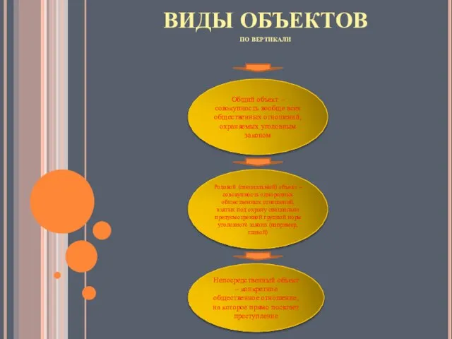 ВИДЫ ОБЪЕКТОВ по вертикали Общий объект – совокупность вообще всех общественных отношений,