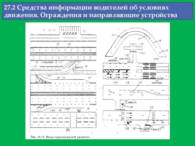 27.2 Средства информации водителей об условиях движения. Ограждения и направляющие устройства