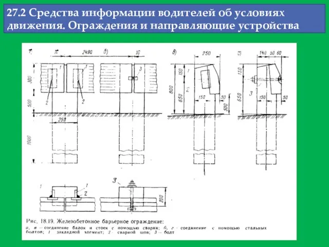 27.2 Средства информации водителей об условиях движения. Ограждения и направляющие устройства