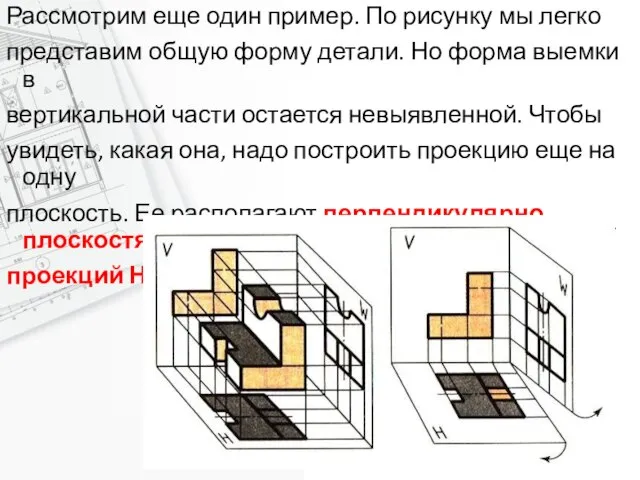 Рассмотрим еще один пример. По рисунку мы легко представим общую форму детали.