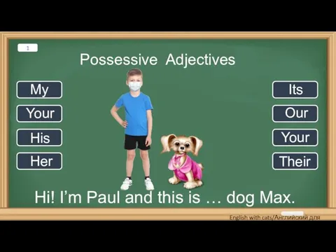 Possessive Adjectives Hi! I’m Paul and this is … dog Max. My