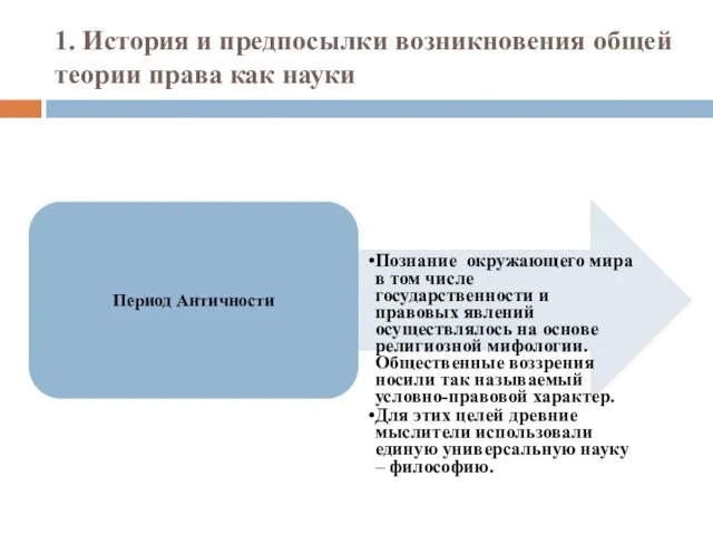 1. История и предпосылки возникновения общей теории права как науки Период Античности