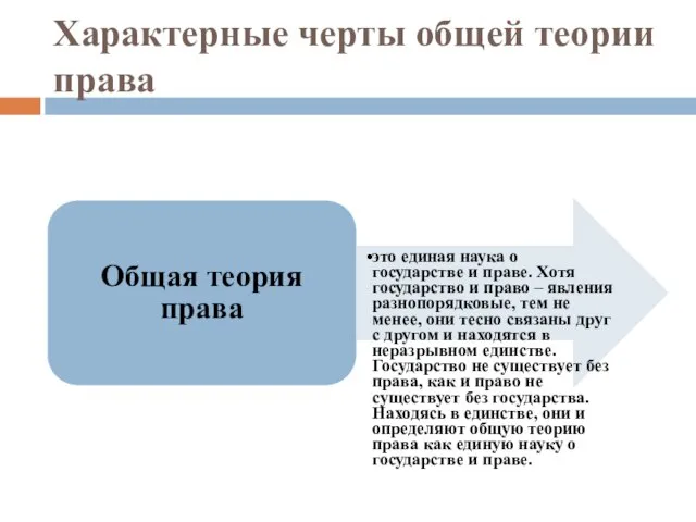 Характерные черты общей теории права Общая теория права это единая наука о