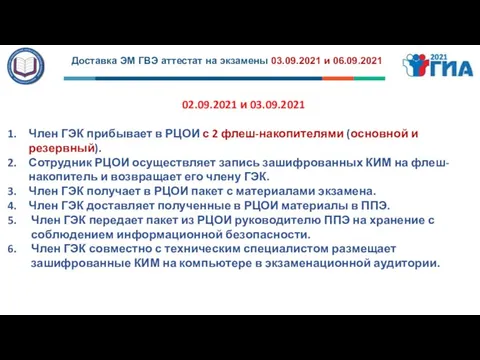 Доставка ЭМ ГВЭ аттестат на экзамены 03.09.2021 и 06.09.2021 02.09.2021 и 03.09.2021