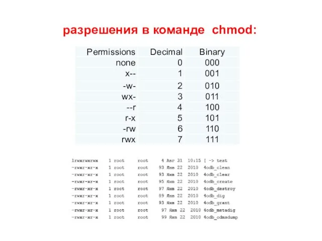 разрешения в команде chmod: