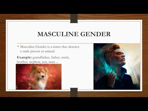 MASCULINE GENDER Masculine Gender is a name that denotes a male person
