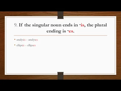 9. If the singular noun ends in ‑is, the plural ending is