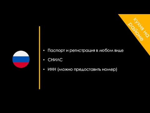 кухня на районе Паспорт и регистрация в любом виде СНИЛС ИНН (можно предоставить номер)