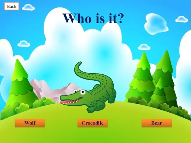 Who is it? Wolf Bear Crocodile Back