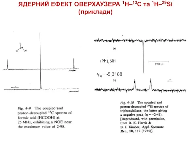 γSi = -5,3188 (Ph)3SiH ЯДЕРНИЙ ЕФЕКТ ОВЕРХАУЗЕРА 1H–13С та 1H–29Si (приклади)