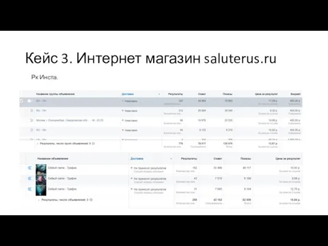 Кейс 3. Интернет магазин saluterus.ru Рк Инста.