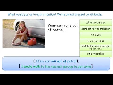 What would you do in each situation? Write unreal present conditionals. call