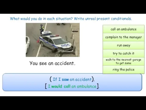 What would you do in each situation? Write unreal present conditionals. call