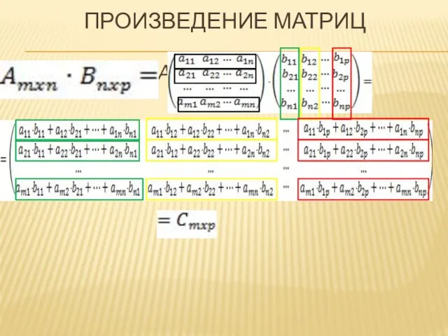 ПРОИЗВЕДЕНИЕ МАТРИЦ Amxn⋅Bnxp=Cmxp