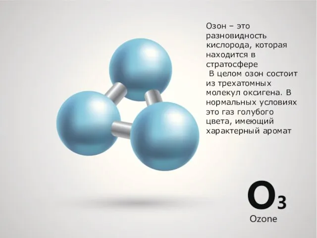 Озон – это разновидность кислорода, которая находится в стратосфере В целом озон