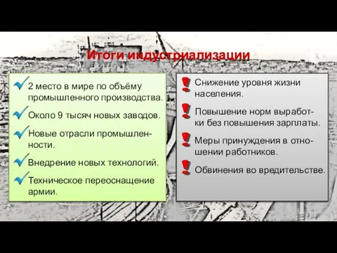 Итоги индустриализации 2 место в мире по объёму промышленного производства. Около 9