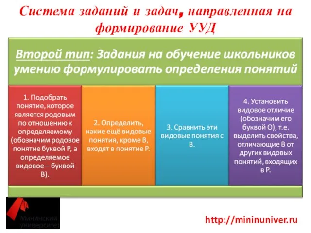 Система заданий и задач, направленная на формирование УУД