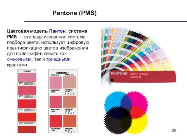 Pantone (PMS) Цветовая модель Пантон, система PMS — стандартизованная система подбора цвета,