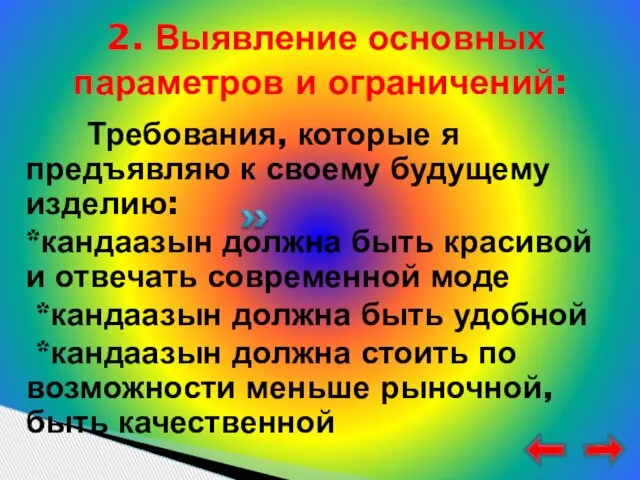 2. Выявление основных параметров и ограничений: Требования, которые я предъявляю к своему