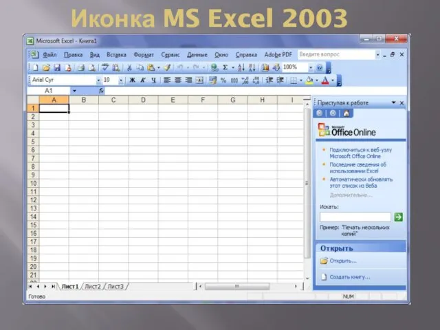 Иконка MS Excel 2003