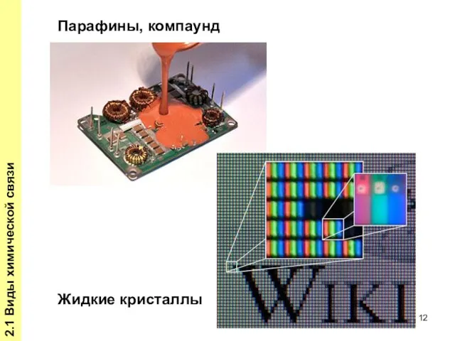 2.1 Виды химической связи Парафины, компаунд Жидкие кристаллы